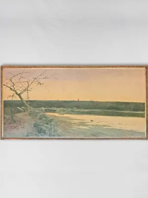 Very large 19th-century river landscape, Tomás Sans Corbella (Barcelona, 1869 – 1911) - 55 x 109½"