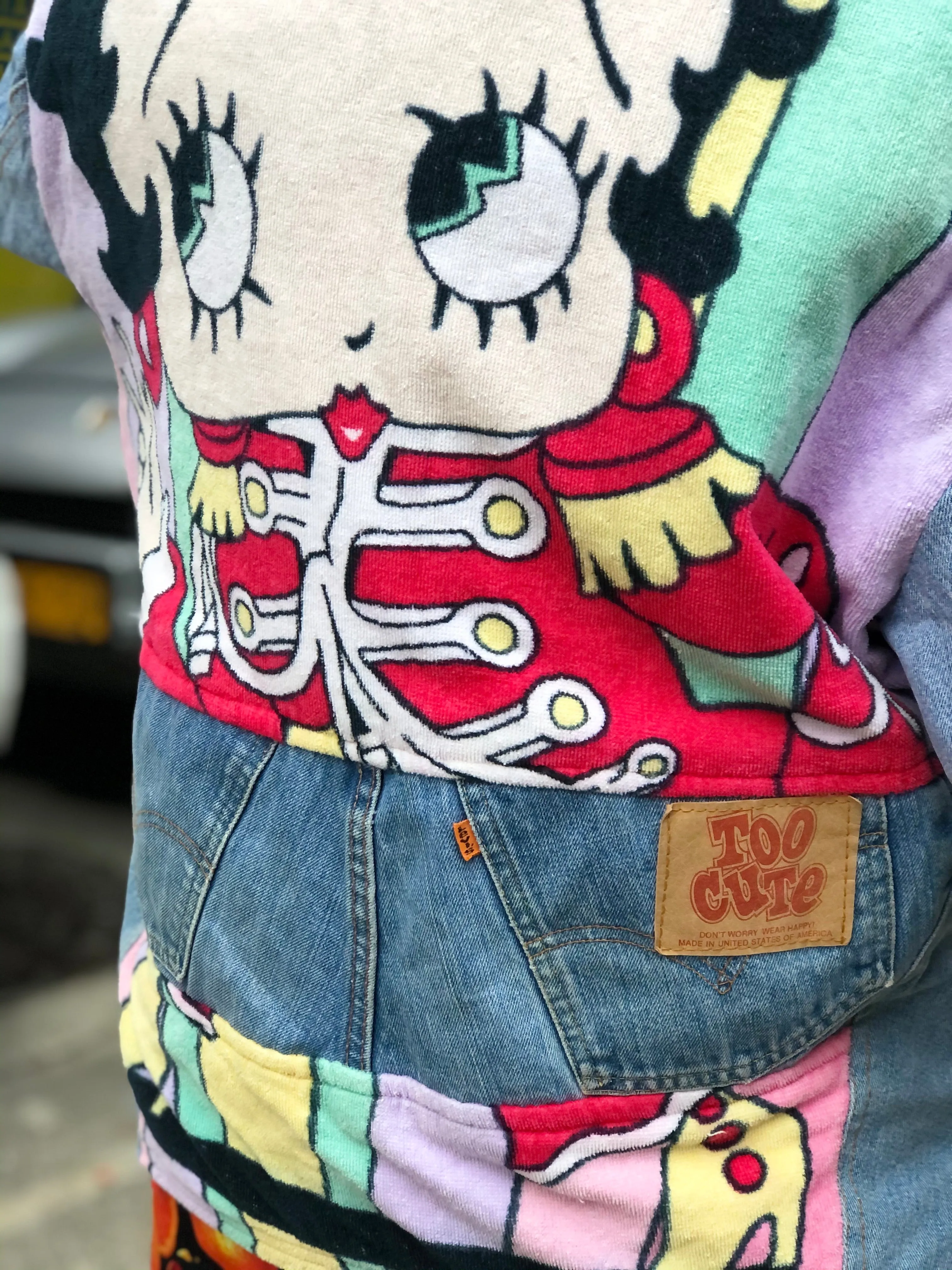 Vintage 80s Patchwork Betty Boop Jean Jacket