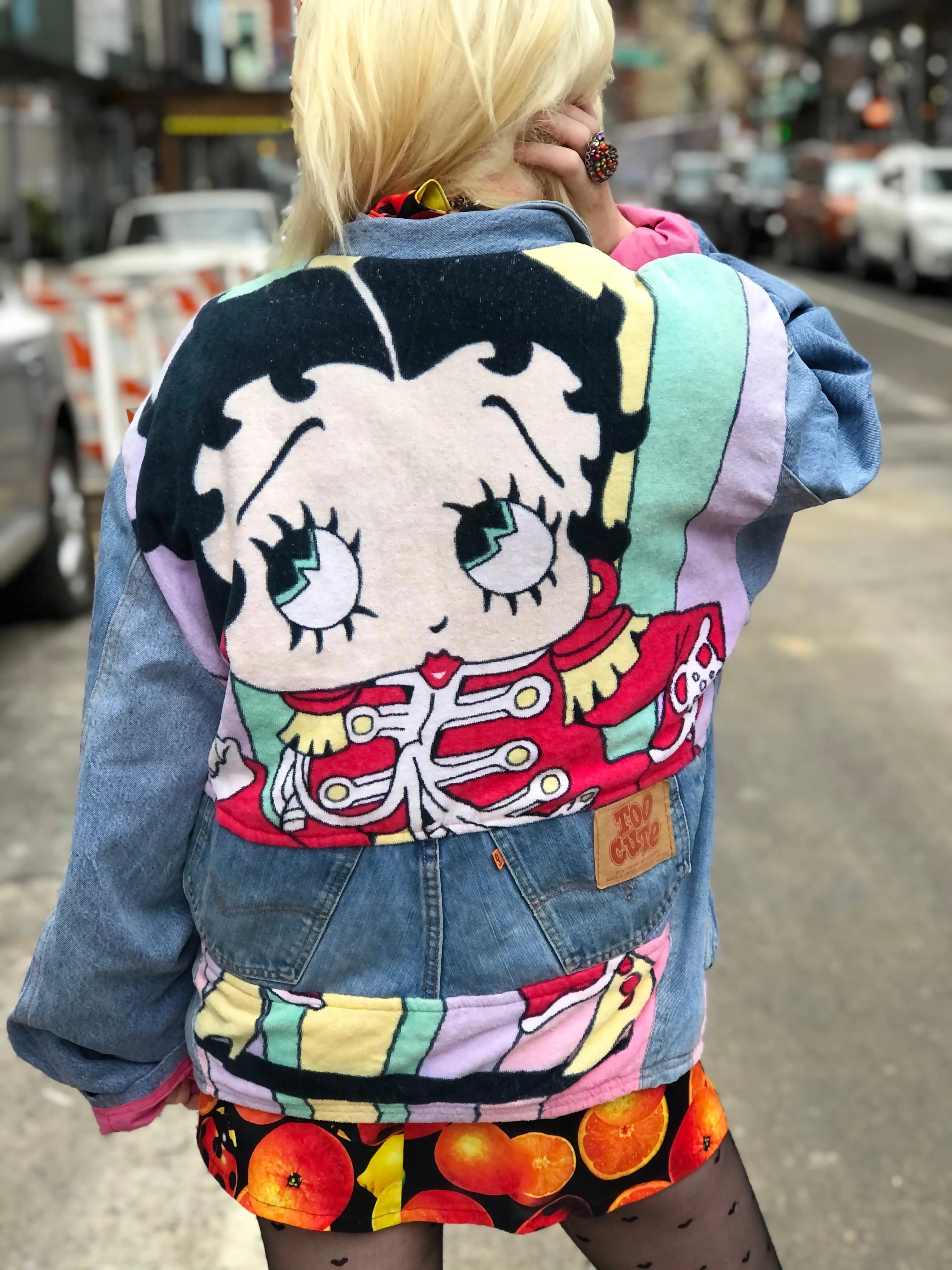 Vintage 80s Patchwork Betty Boop Jean Jacket