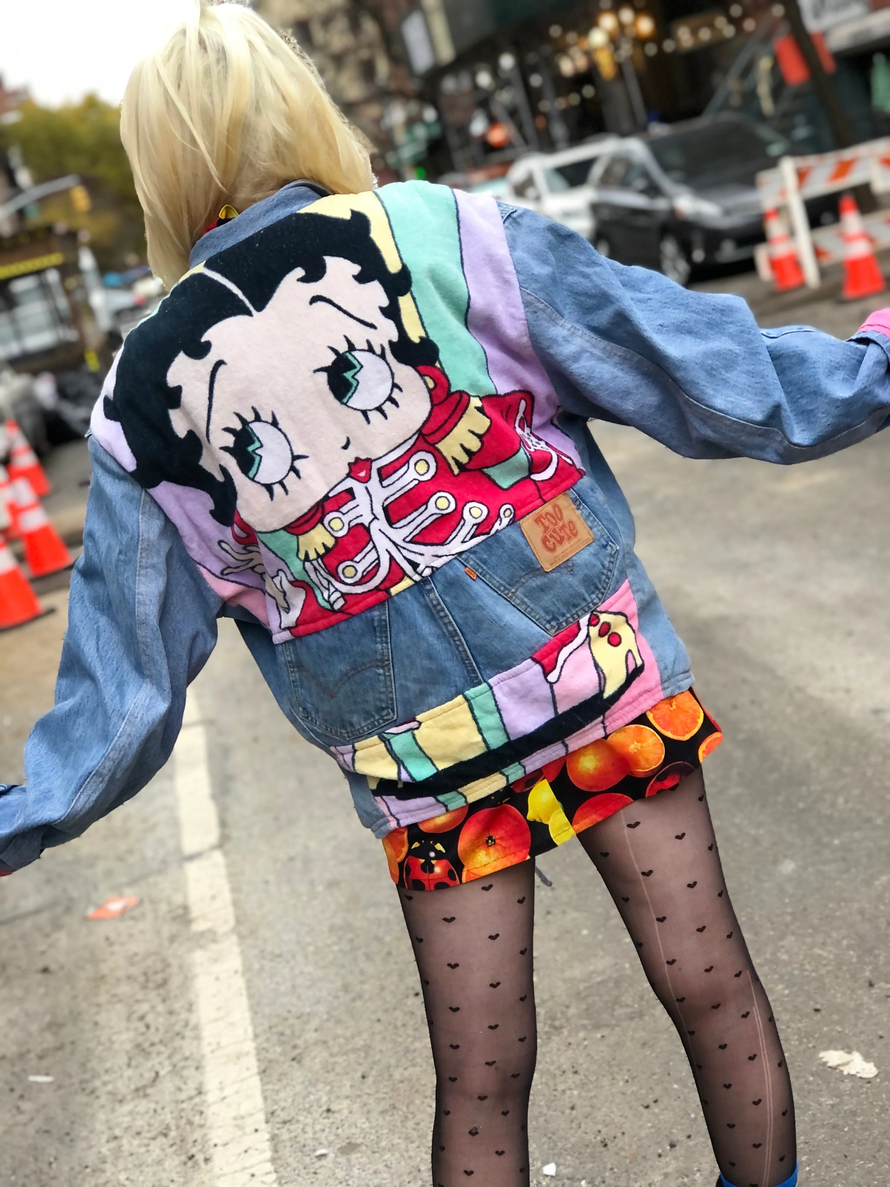 Vintage 80s Patchwork Betty Boop Jean Jacket