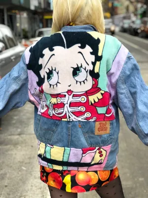 Vintage 80s Patchwork Betty Boop Jean Jacket